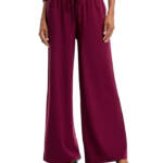 ATM Anthony Thomas Melillo Wide Leg Drawstring Pants Women's S Merlot Pull On