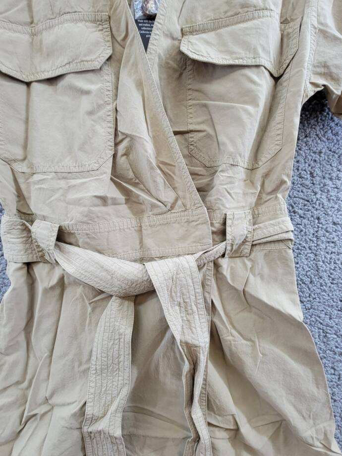 Rails Natalie Twill Belted Wrap Minidress Women's XS Olive Collared Tie Closure