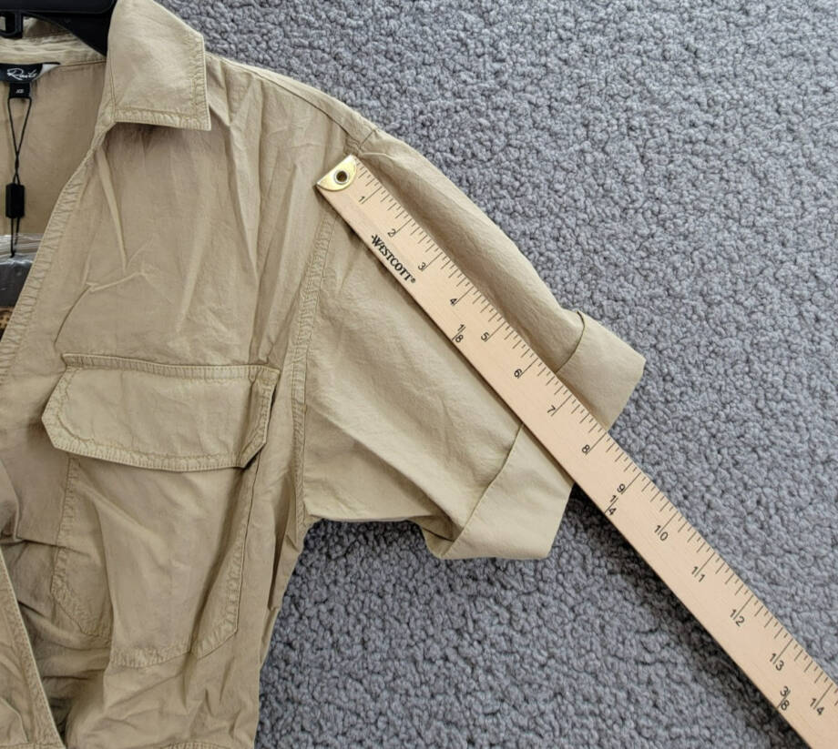 Rails Natalie Twill Belted Wrap Minidress Women's XS Olive Collared Tie Closure