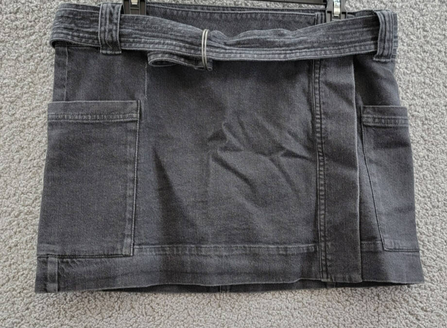Rails Deanna Denim Skirt Women's XL Black Pearl Adjustable Belt Side Pockets