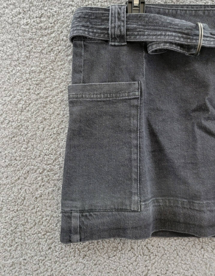 Rails Deanna Denim Skirt Women's XL Black Pearl Adjustable Belt Side Pockets