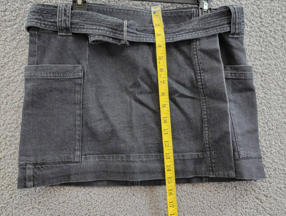 Rails Deanna Denim Skirt Women's XL Black Pearl Adjustable Belt Side Pockets