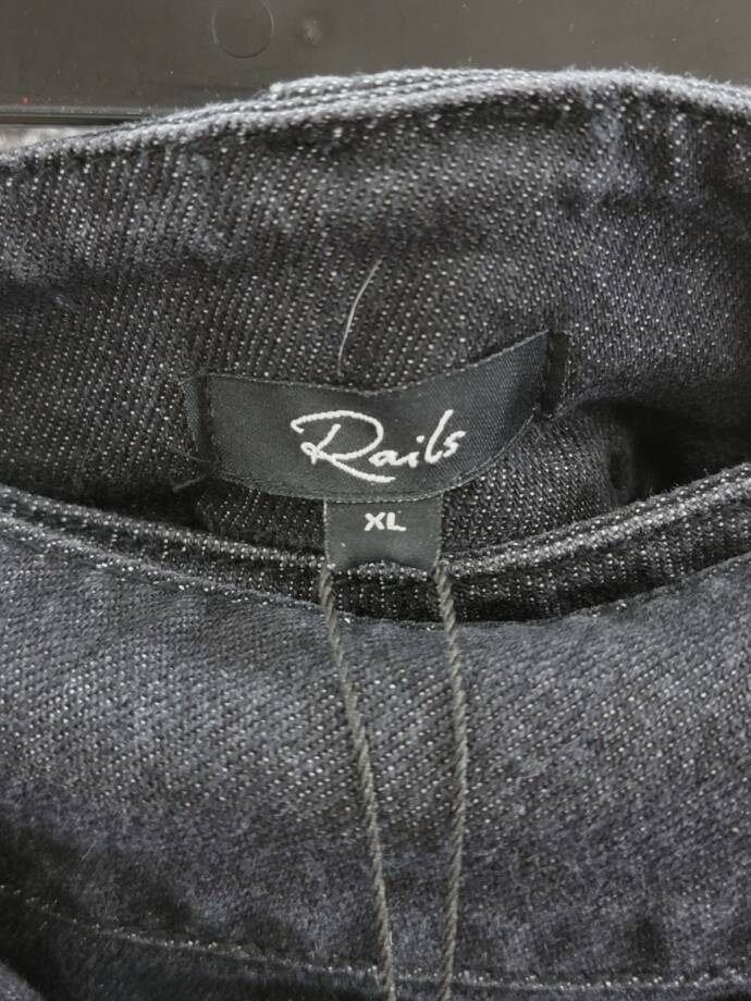 Rails Deanna Denim Skirt Women's XL Black Pearl Adjustable Belt Side Pockets