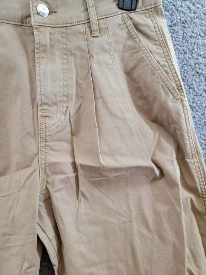 Veronica Beard Mia Wide Leg Pants Women's 27 Khaki Solid Pleated Zip Hook & Bar