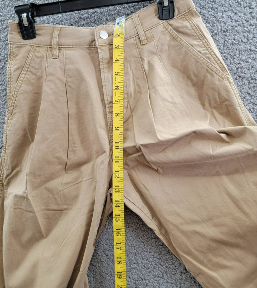 Veronica Beard Mia Wide Leg Pants Women's 27 Khaki Solid Pleated Zip Hook & Bar
