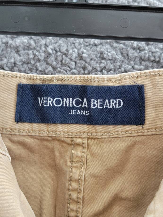Veronica Beard Mia Wide Leg Pants Women's 27 Khaki Solid Pleated Zip Hook & Bar