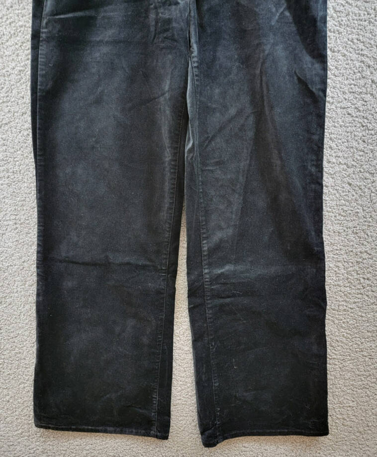 Good American Velvet Good Skate Wide Leg Jeans Women's 10/30 Black Button Zip