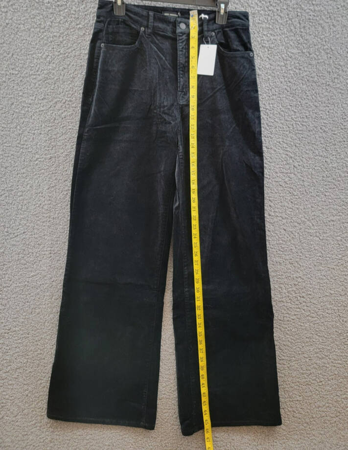 Good American Velvet Good Skate Wide Leg Jeans Women's 10/30 Black Button Zip