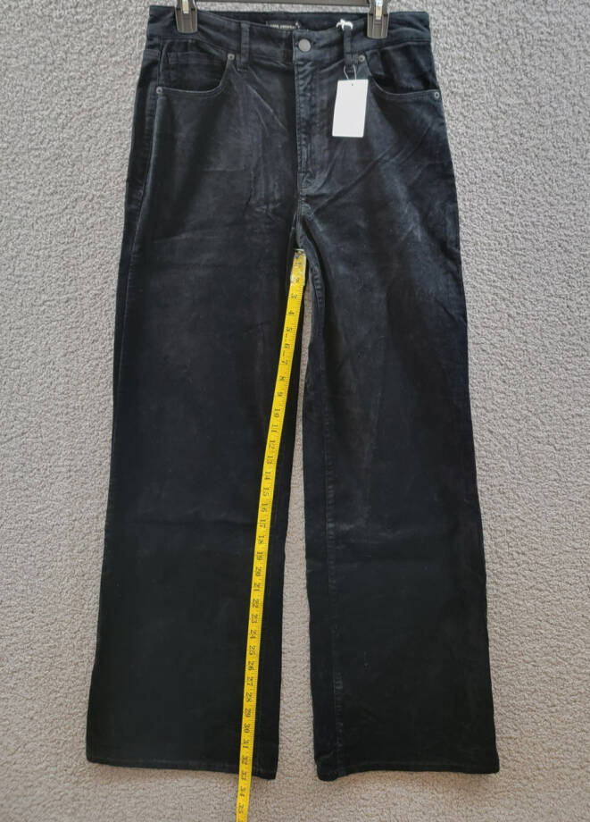 Good American Velvet Good Skate Wide Leg Jeans Women's 10/30 Black Button Zip