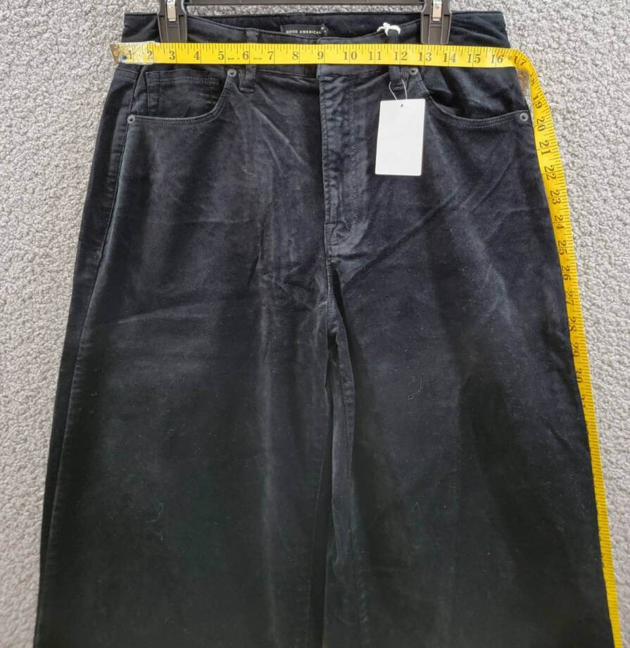 Good American Velvet Good Skate Wide Leg Jeans Women's 10/30 Black Button Zip