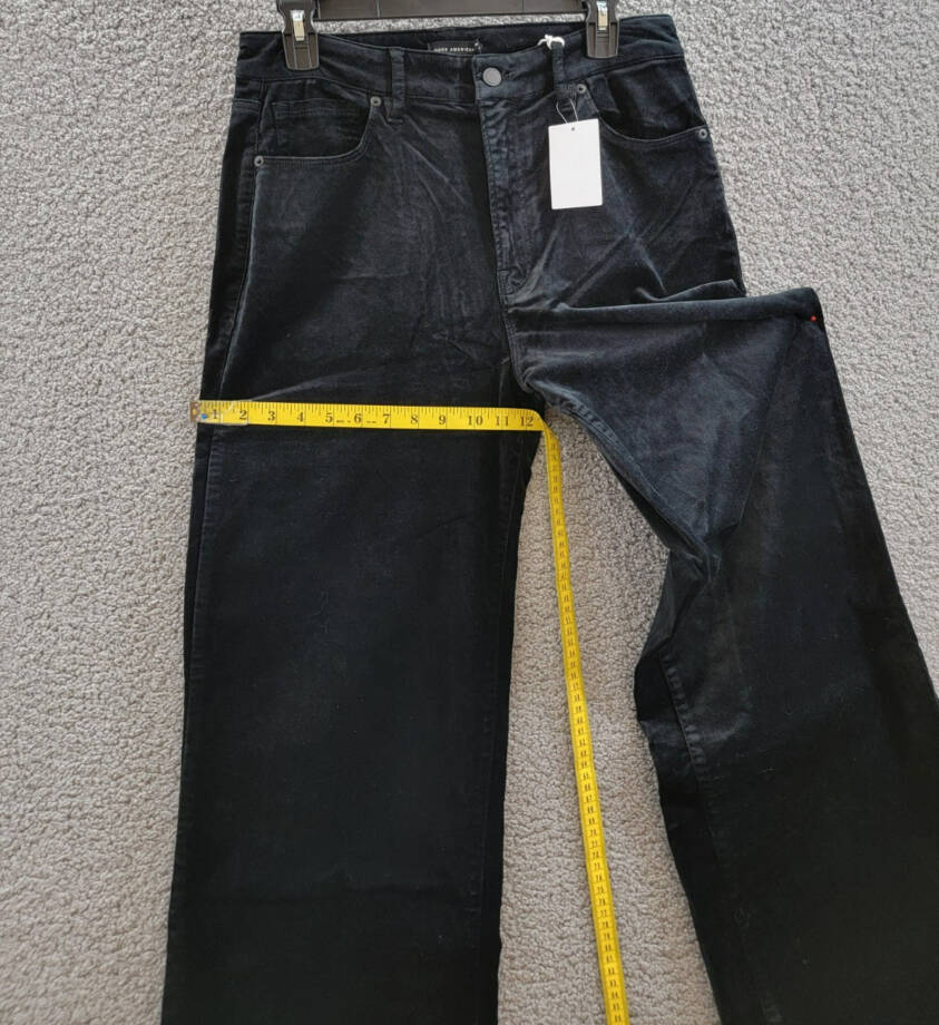 Good American Velvet Good Skate Wide Leg Jeans Women's 10/30 Black Button Zip