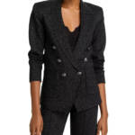 L'AGENCE Kenzie Metallic Knit Blazer Women's S Black Gunmetal Lurex Long Sleeve