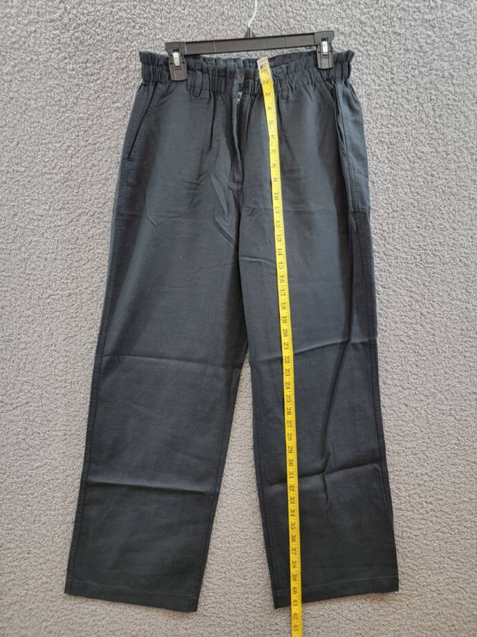 Rails Lira Wide Leg Pants Women's M Black Solid Elastic Waist Button Zip Closure