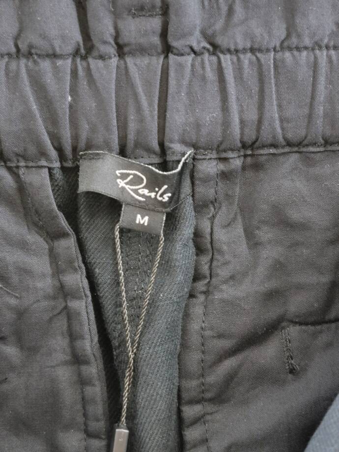 Rails Lira Wide Leg Pants Women's M Black Solid Elastic Waist Button Zip Closure