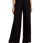 ATM Anthony Thomas Melillo Satin Wide Leg Pants Women's M Black Elastic Waist
