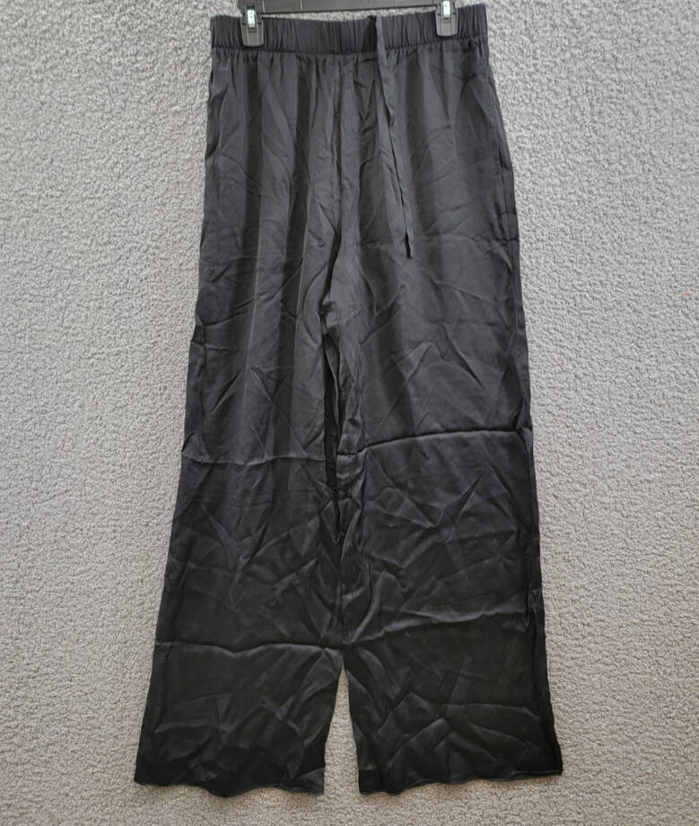 ATM Anthony Thomas Melillo Satin Wide Leg Pants Women's M Black Elastic Waist