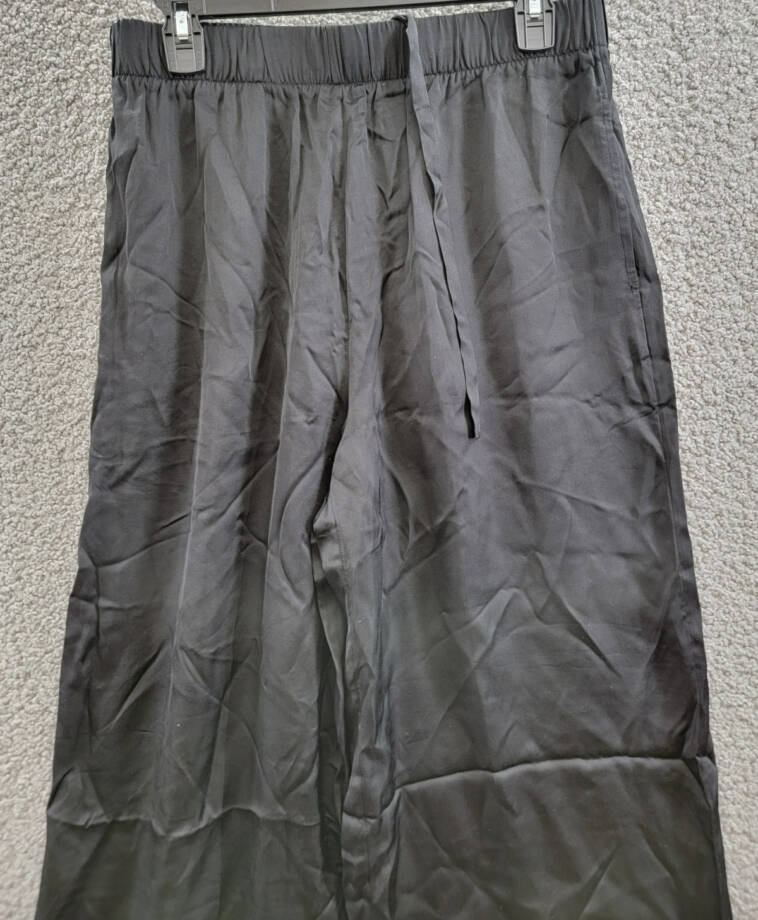 ATM Anthony Thomas Melillo Satin Wide Leg Pants Women's M Black Elastic Waist