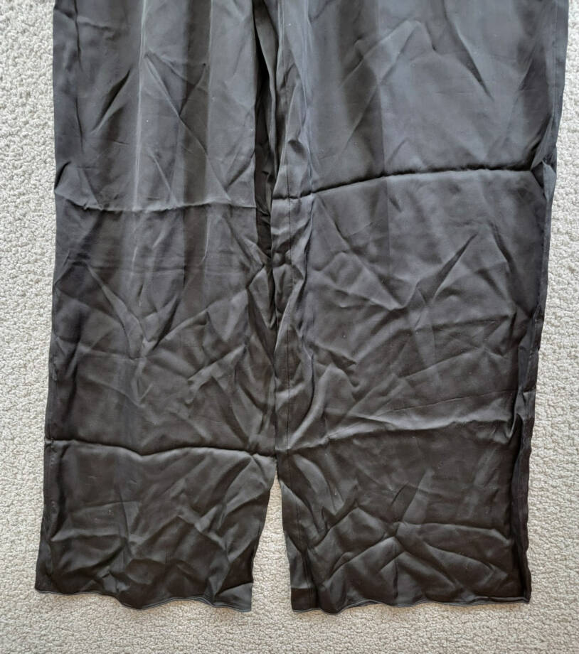 ATM Anthony Thomas Melillo Satin Wide Leg Pants Women's M Black Elastic Waist