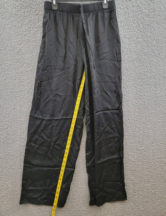 ATM Anthony Thomas Melillo Satin Wide Leg Pants Women's M Black Elastic Waist