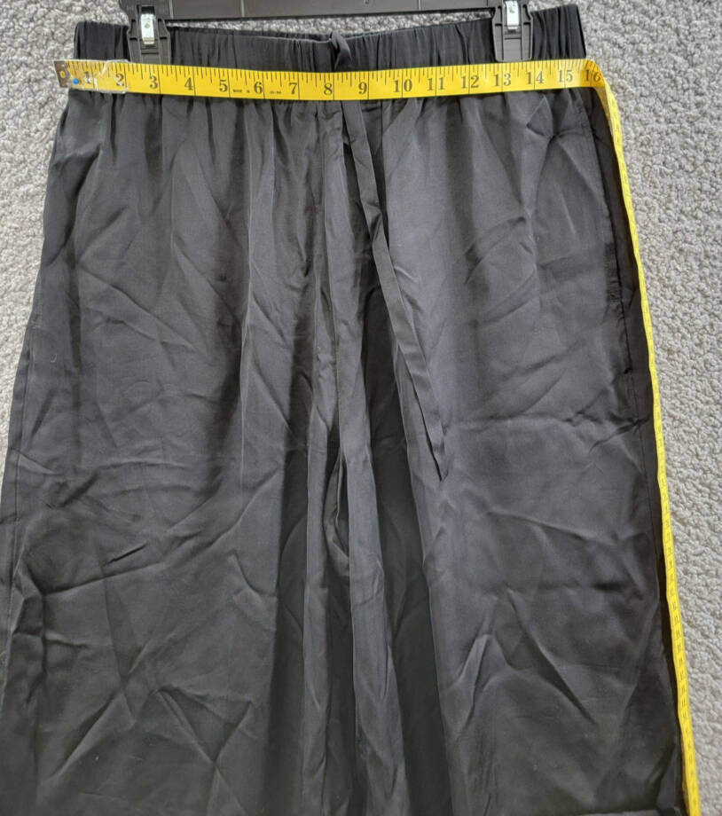 ATM Anthony Thomas Melillo Satin Wide Leg Pants Women's M Black Elastic Waist