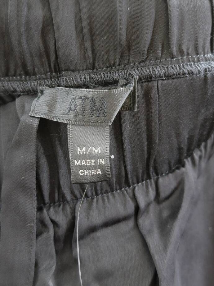 ATM Anthony Thomas Melillo Satin Wide Leg Pants Women's M Black Elastic Waist