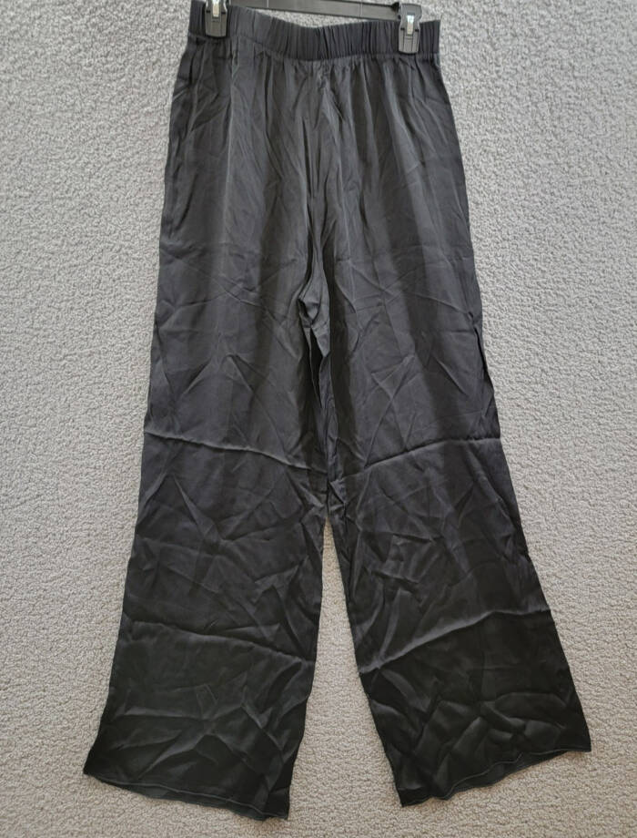 ATM Anthony Thomas Melillo Satin Wide Leg Pants Women's M Black Elastic Waist