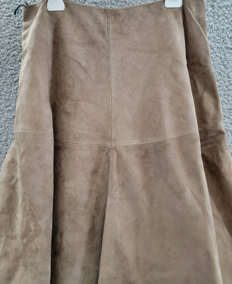 Altuzarra Varda Leather Suede Midi Skirt Women's 44 /12US Chamois Side Zipped