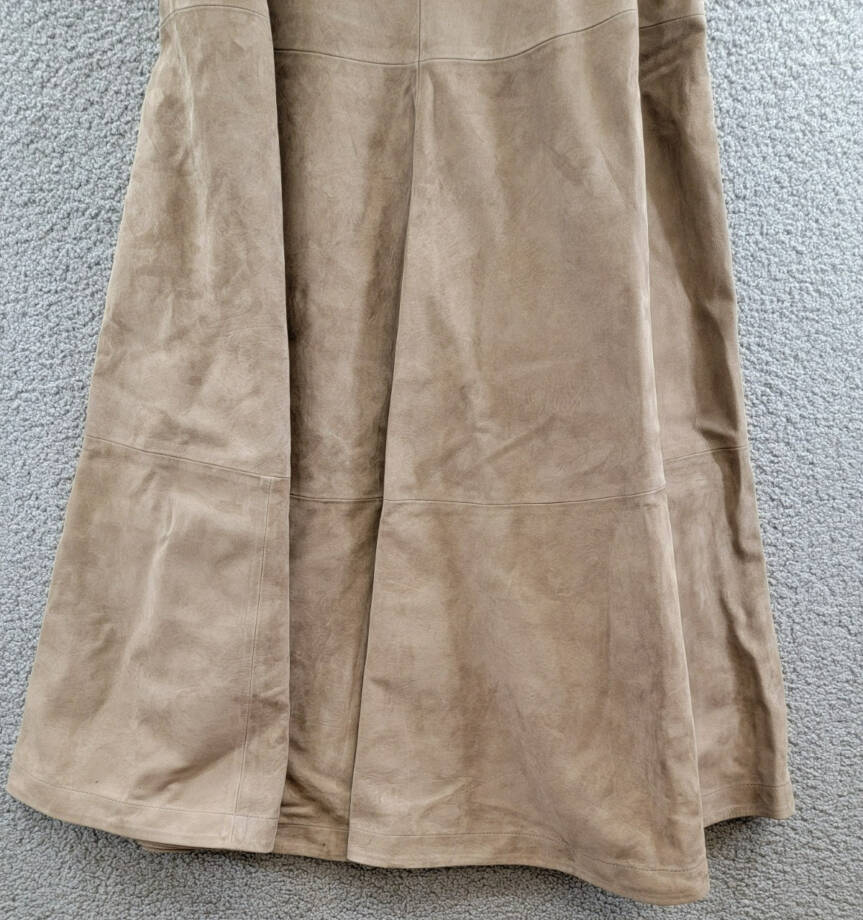 Altuzarra Varda Leather Suede Midi Skirt Women's 44 /12US Chamois Side Zipped