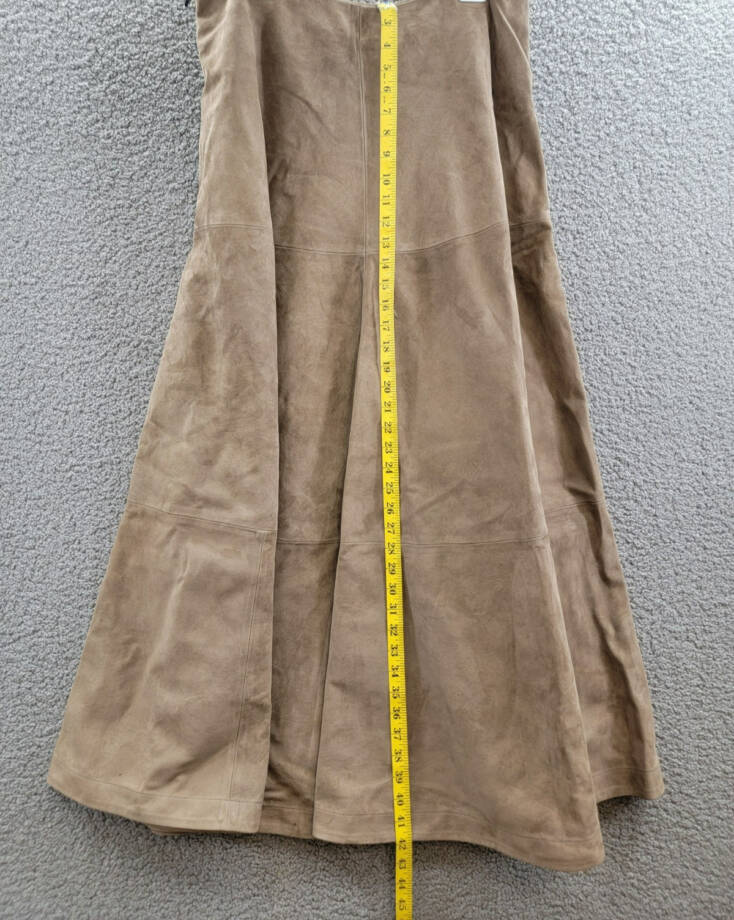 Altuzarra Varda Leather Suede Midi Skirt Women's 44 /12US Chamois Side Zipped