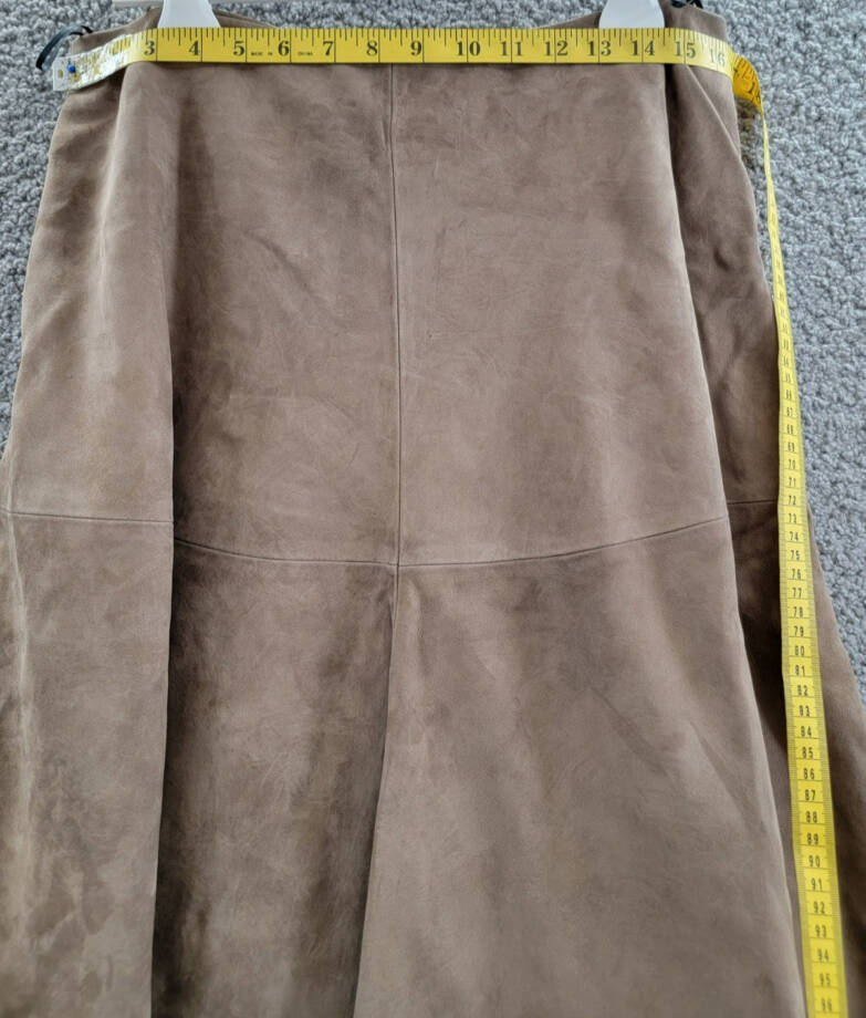 Altuzarra Varda Leather Suede Midi Skirt Women's 44 /12US Chamois Side Zipped