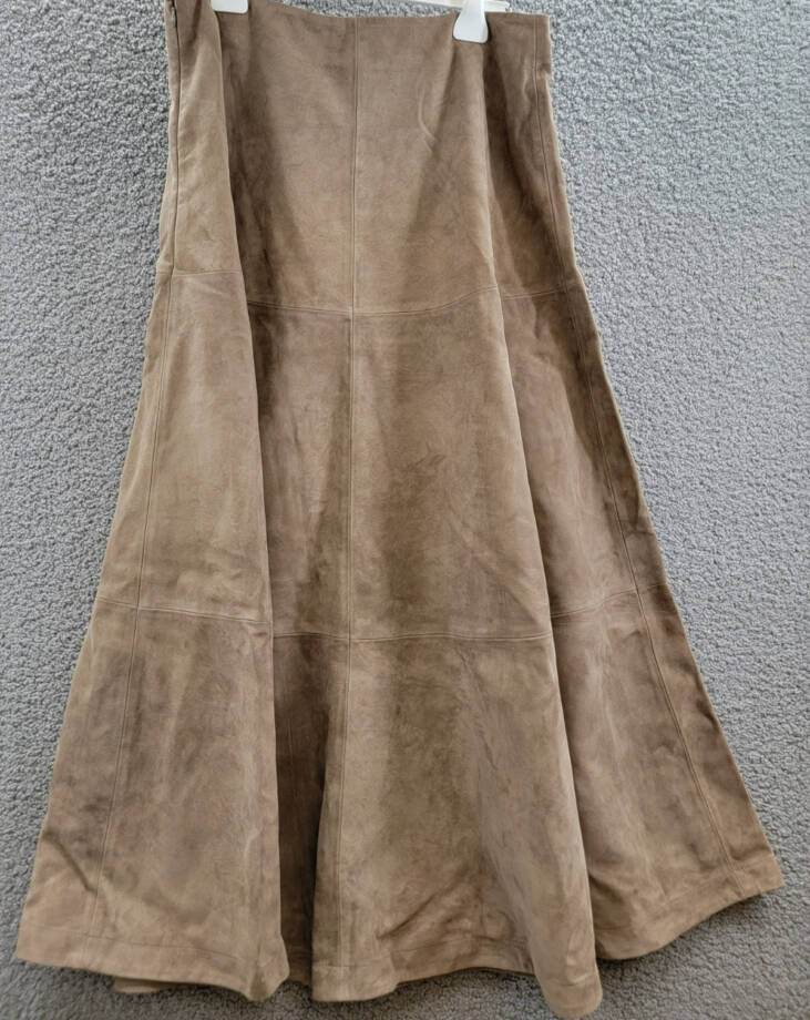 Altuzarra Varda Leather Suede Midi Skirt Women's 44 /12US Chamois Side Zipped