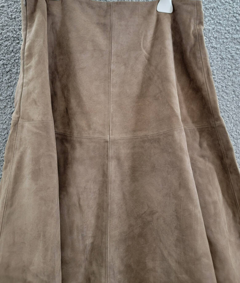 Altuzarra Varda Leather Suede Midi Skirt Women's 44 /12US Chamois Side Zipped