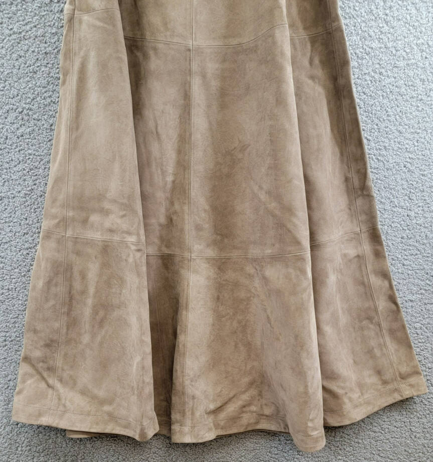 Altuzarra Varda Leather Suede Midi Skirt Women's 44 /12US Chamois Side Zipped