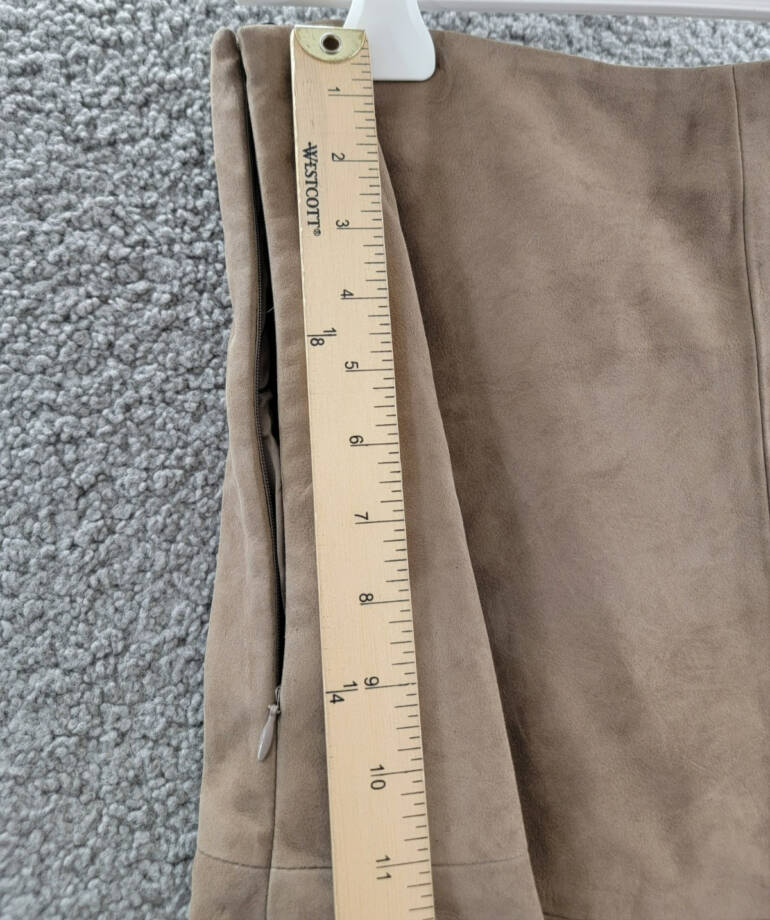 Altuzarra Varda Leather Suede Midi Skirt Women's 44 /12US Chamois Side Zipped