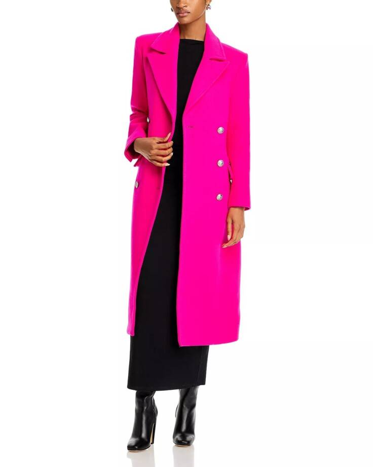 L'AGENCE Olina Double Breasted Wool Blend Belted Coat Women's 00 Berry Pink L/S