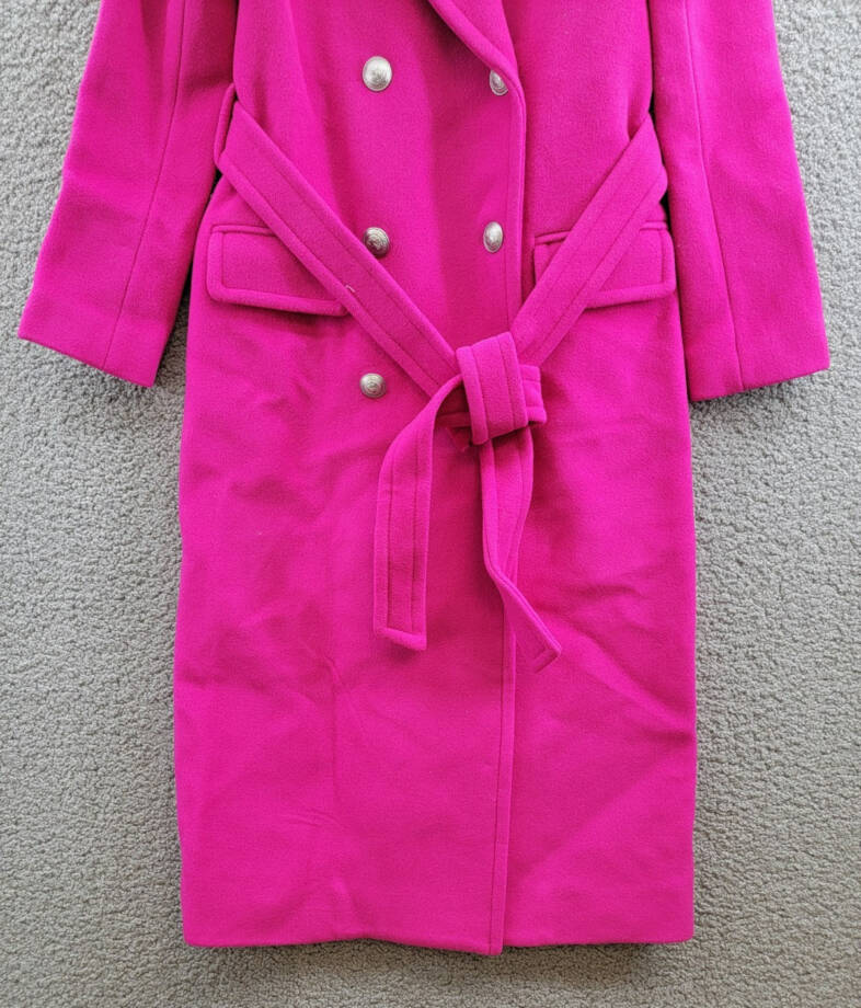 L'AGENCE Olina Double Breasted Wool Blend Belted Coat Women's 00 Berry Pink L/S
