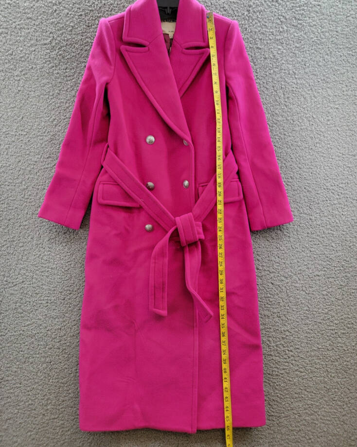 L'AGENCE Olina Double Breasted Wool Blend Belted Coat Women's 00 Berry Pink L/S