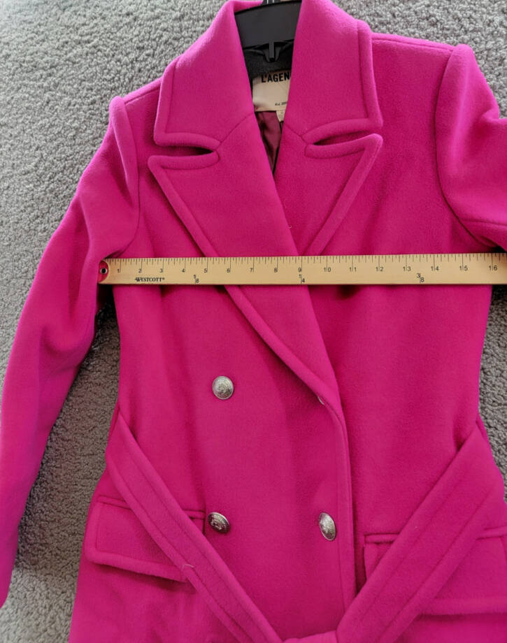 L'AGENCE Olina Double Breasted Wool Blend Belted Coat Women's 00 Berry Pink L/S