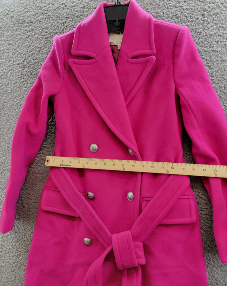 L'AGENCE Olina Double Breasted Wool Blend Belted Coat Women's 00 Berry Pink L/S