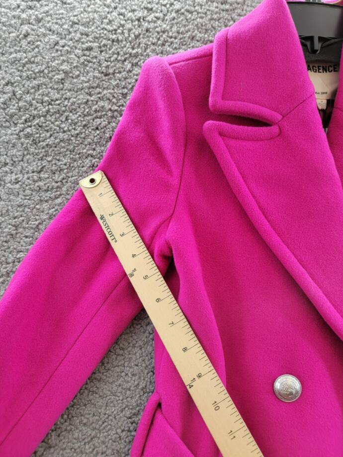 L'AGENCE Olina Double Breasted Wool Blend Belted Coat Women's 00 Berry Pink L/S