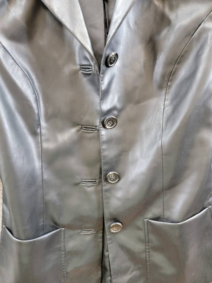 rag & bone Drew Faux Leather Jacket Women's 0 Black Button Closure Long Sleeves~