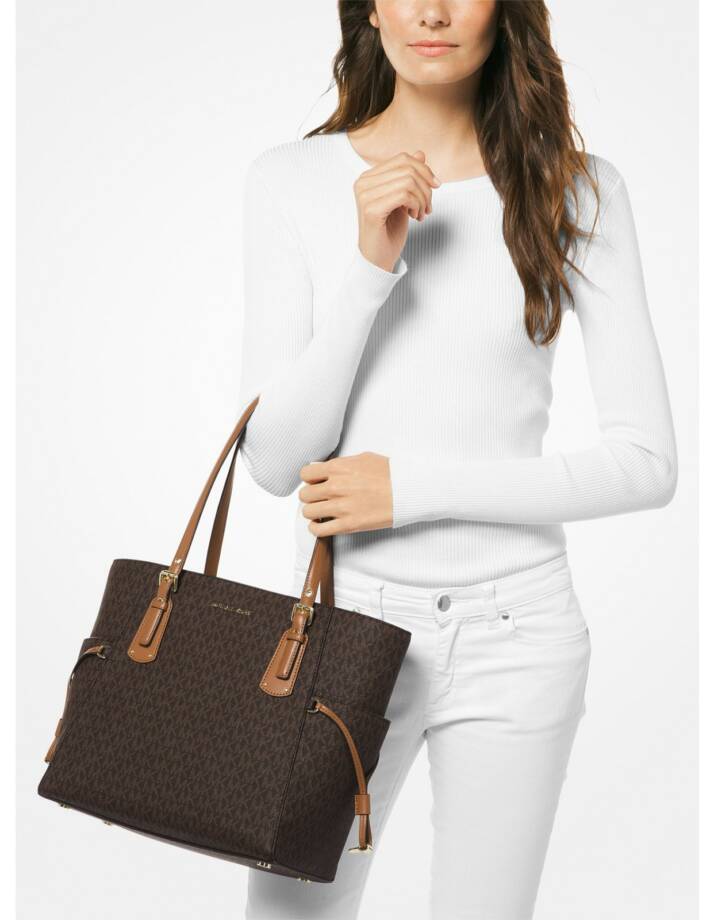 MICHAEL Michael Kors Logo Voyager East West Large Tote Women's Brown/Gold