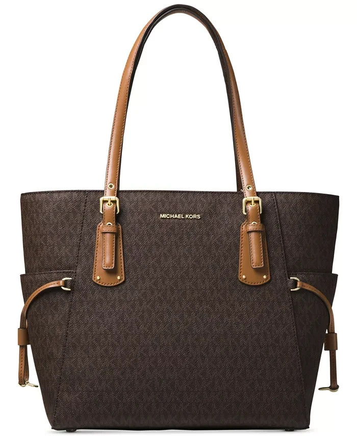 MICHAEL Michael Kors Logo Voyager East West Large Tote Women's Brown/Gold