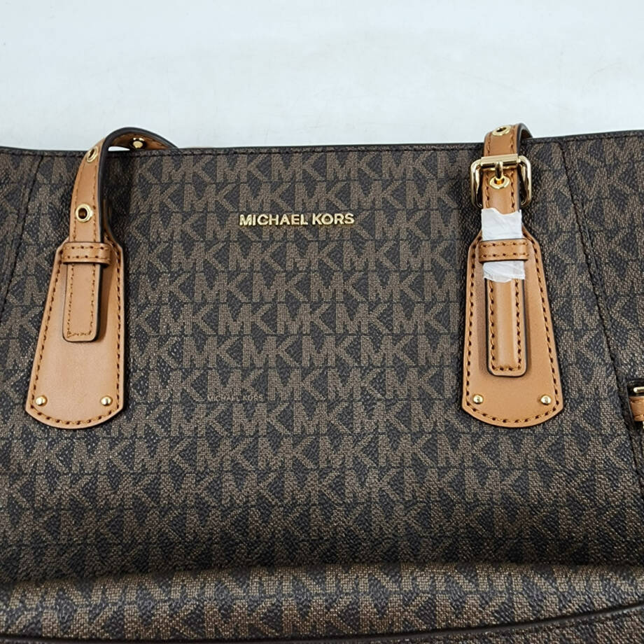 MICHAEL Michael Kors Logo Voyager East West Large Tote Women's Brown/Gold
