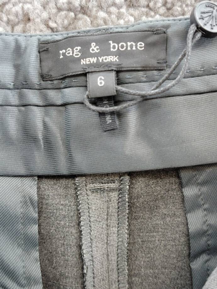 rag & bone Cecily Taper Leg Pants Women's 6 Charcoal Heather Zip Hook & Bar