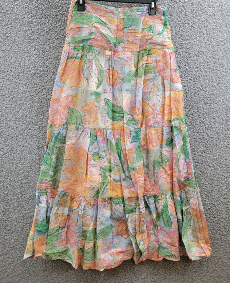 Rails Agatha Tiered Skirt Women's 4 Tropics Floral Ruched Side Zipped Closure