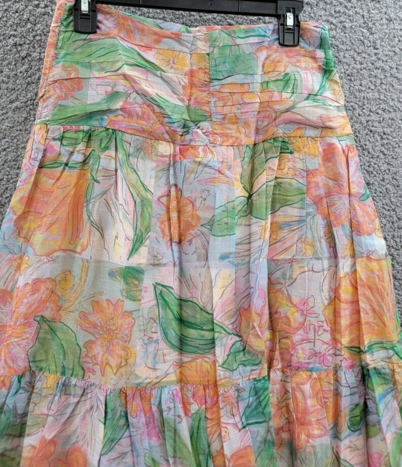 Rails Agatha Tiered Skirt Women's 4 Tropics Floral Ruched Side Zipped Closure