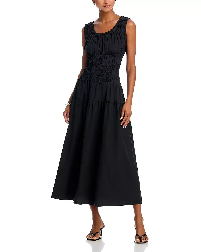 Rails Anastasia Smocked Dress Women's M Black Scoop Neck Sleeveless Pullover