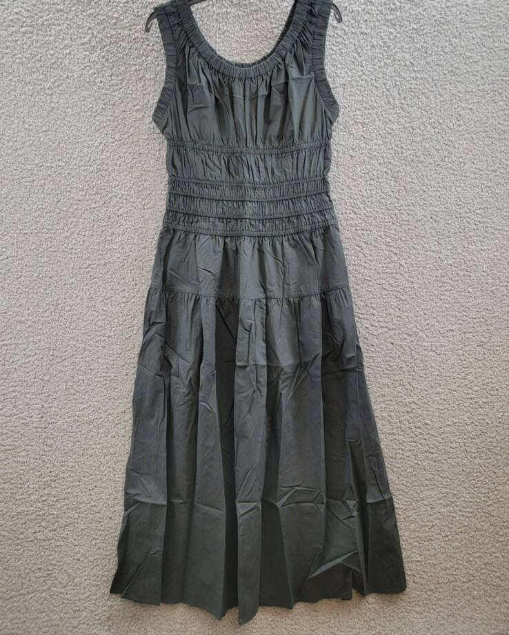 Rails Anastasia Smocked Dress Women's M Black Scoop Neck Sleeveless Pullover