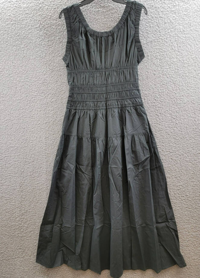 Rails Anastasia Smocked Dress Women's M Black Scoop Neck Sleeveless Pullover